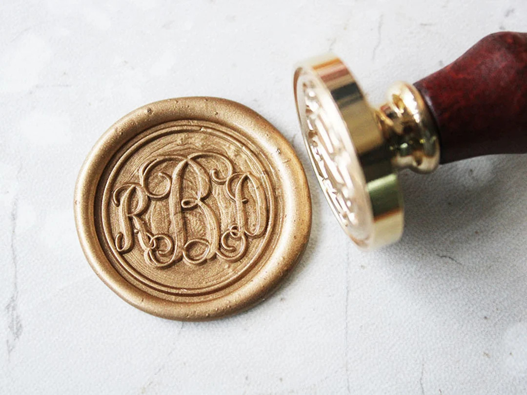 Personalized Wax Seal Stamp With 3 Triple Initials Monogram , Interwoven Initials Wax Seal Stamp,... | Etsy (US)