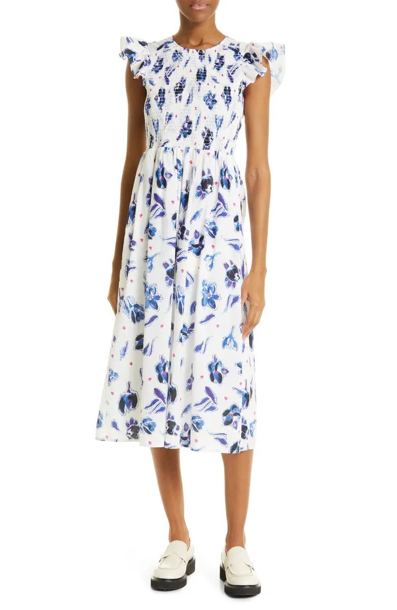 Admore Floral Print Smocked Organic Cotton Dress | Nordstrom
