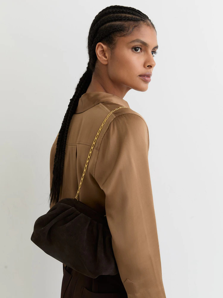 Buy Reiss Chocolate Mia Suede Pouch Clutch Bag from Next Ireland | Next EU