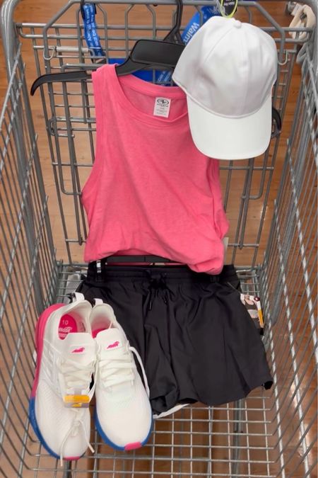 Walmart outfit idea with this active tank and flowy running shorts with liner! Got my usual small in each. Sneakers I went down a half size; comfy. Sole reminds me of Hoka. #walmartoutfit #walmartfinds #walmartfashion  

#LTKFitness #LTKStyleTip #LTKFindsUnder50