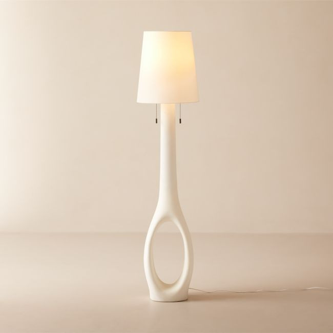 Kamma White Cement Floor Lamp | CB2