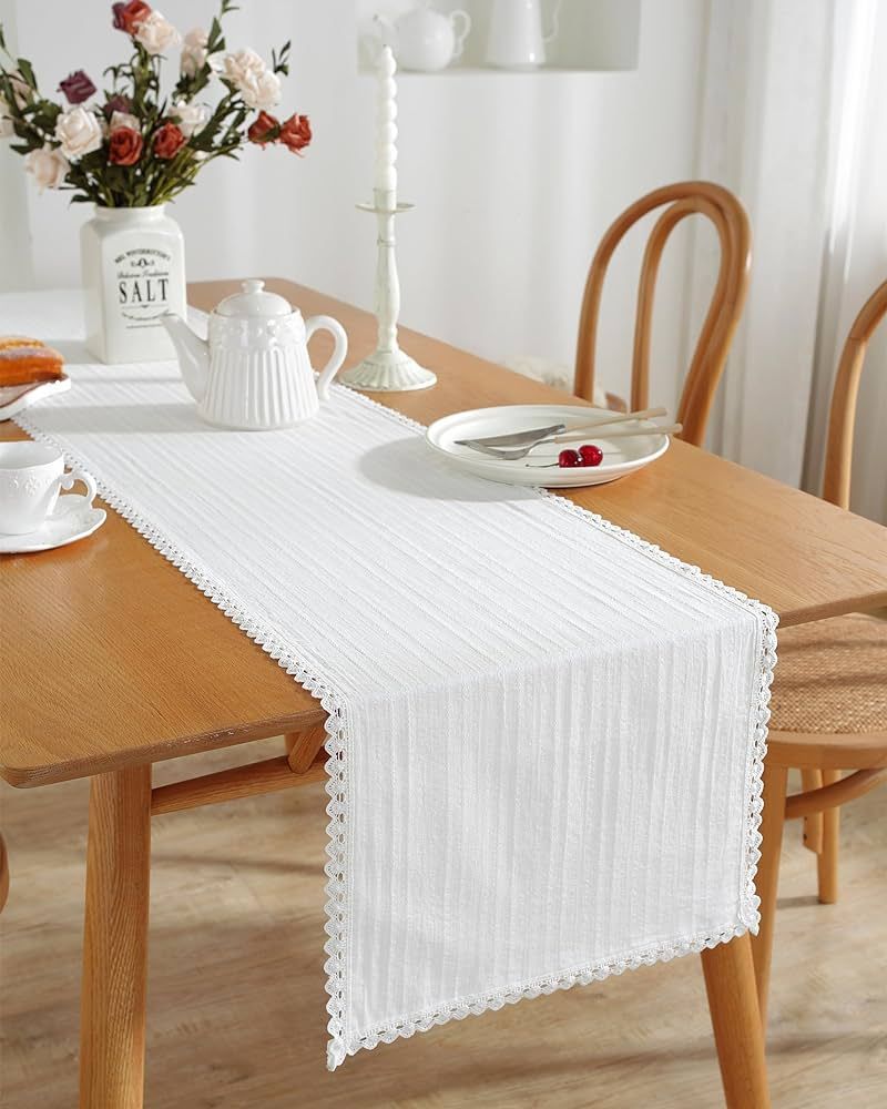 Spring Summer Decor Crochet Table Runner Doilies for Furniture Farmhouse Ivory 100% Cotton Table ... | Amazon (US)
