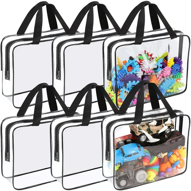 Large Toy Storage Bag, 6 Packs Clear PVC Toy Organizer with Zipper for Board Games, Books, Puzzle... | Walmart (US)