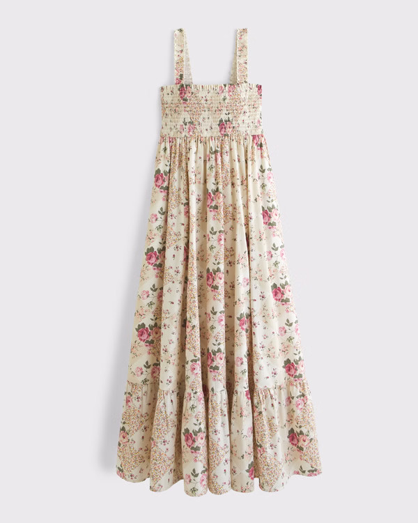 A&F Sydney Smocked Convertible Midi Dress | Abercrombie & Fitch (US)