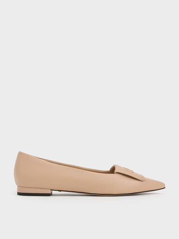 Leather Pointed-Toe Flats
 - Nude | Charles & Keith US