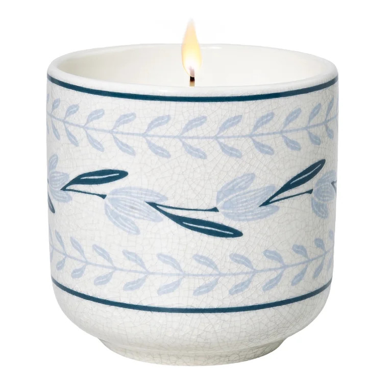 Better Homes and Gardens 1-Wick Fluted Jar Candle, Crackle Blue Flower, Salted Coconut Mahogany, ... | Walmart (US)