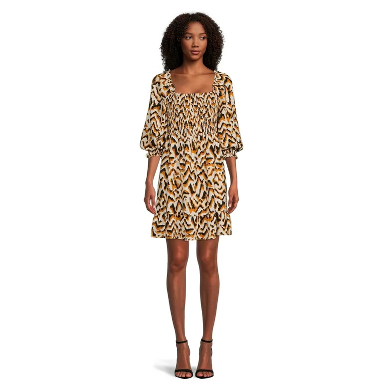 The Get Women’s Long Sleeve Square Neck Mini Dress | Walmart (US)