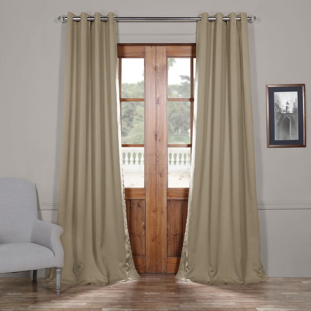 Exclusive Fabrics & Furnishings Classic Taupe Beige Grommet Blackout Curtain - 50 in. W x 120 in. L | The Home Depot