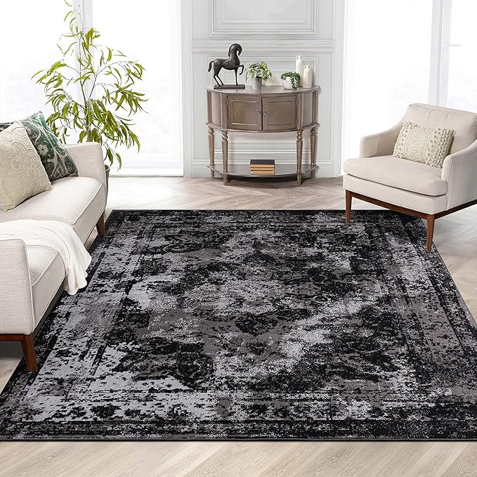 Well Woven Patras Black Vintage Oriental Medallion Area Rug 5x7 (5'3" x 7'3") | Amazon (US)