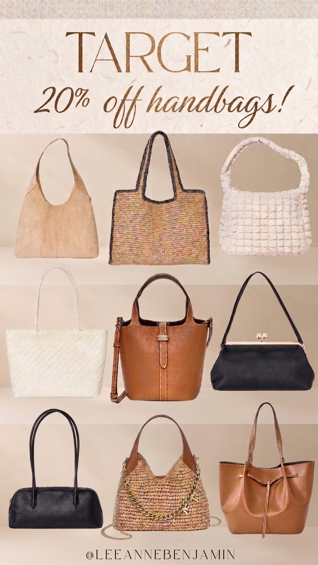 20% off handbags at Target! 

 #LTKMothersDay #LTKOver40 #LTKSaleAlert