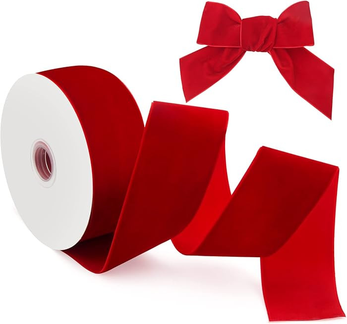 10 Yard Wide Christmas Velvet Ribbon, Luxiv 2 Inches Single Face Ribbon for Gift Wrapping Satin V... | Amazon (US)