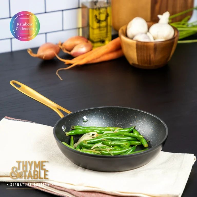 Thyme & Table Non-Stick 8" Signature Fry Pan, Black & Gold - Walmart.com | Walmart (US)