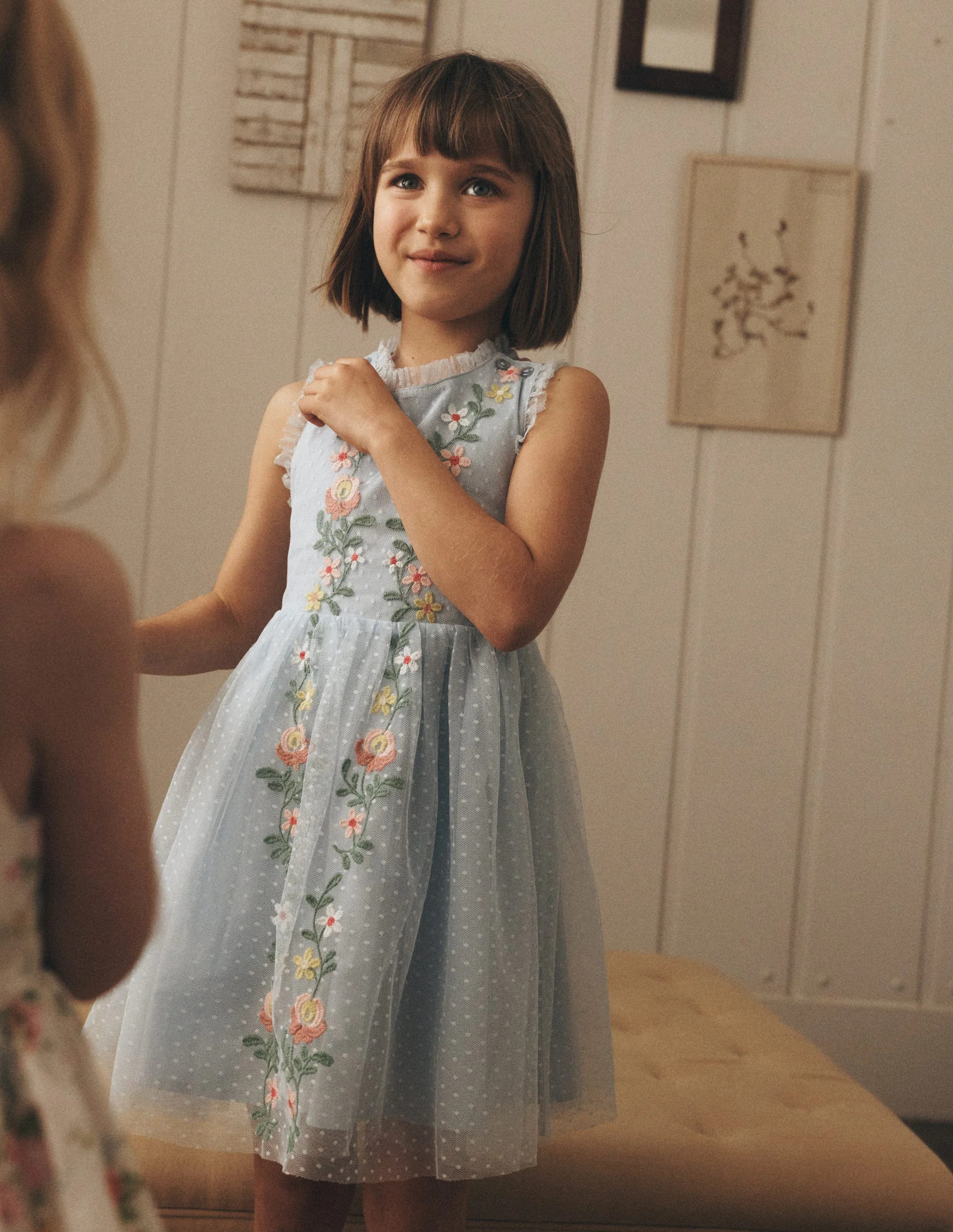 Tulle Cross Back Dress-Blue | Boden (US)