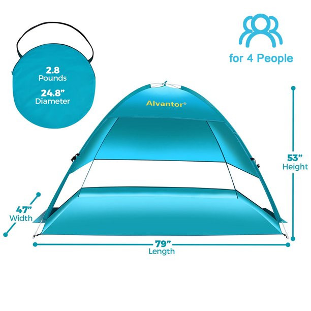 Beach Tent Pop-Up Beach Umbrella Sun Shelter Pop Up UV50+ Canpoy by Alvantor, Coolhut Plus - Walm... | Walmart (US)