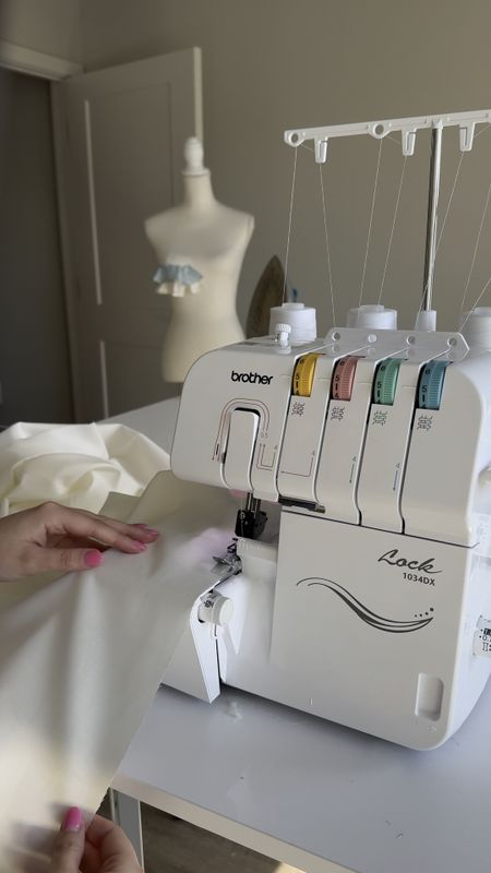 The easiest serger to thread! Such a game changer for sewists #fashiondesign #diy #fabric #crafting 