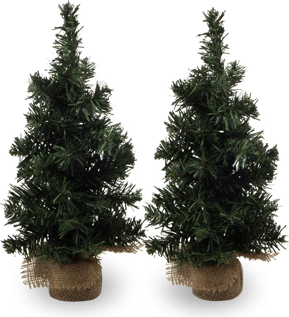 2Pack Mini Christmas Tree Table Top Decorations- 12inch Artificial Small Pine Trees with Burlap B... | Amazon (US)