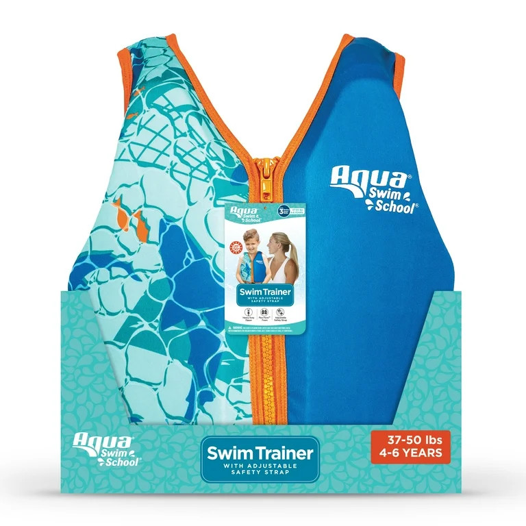 SwimSchool Swim Training Vest, Medium/Large, Ages 4-6 Years, Blue Shark | Walmart (US)