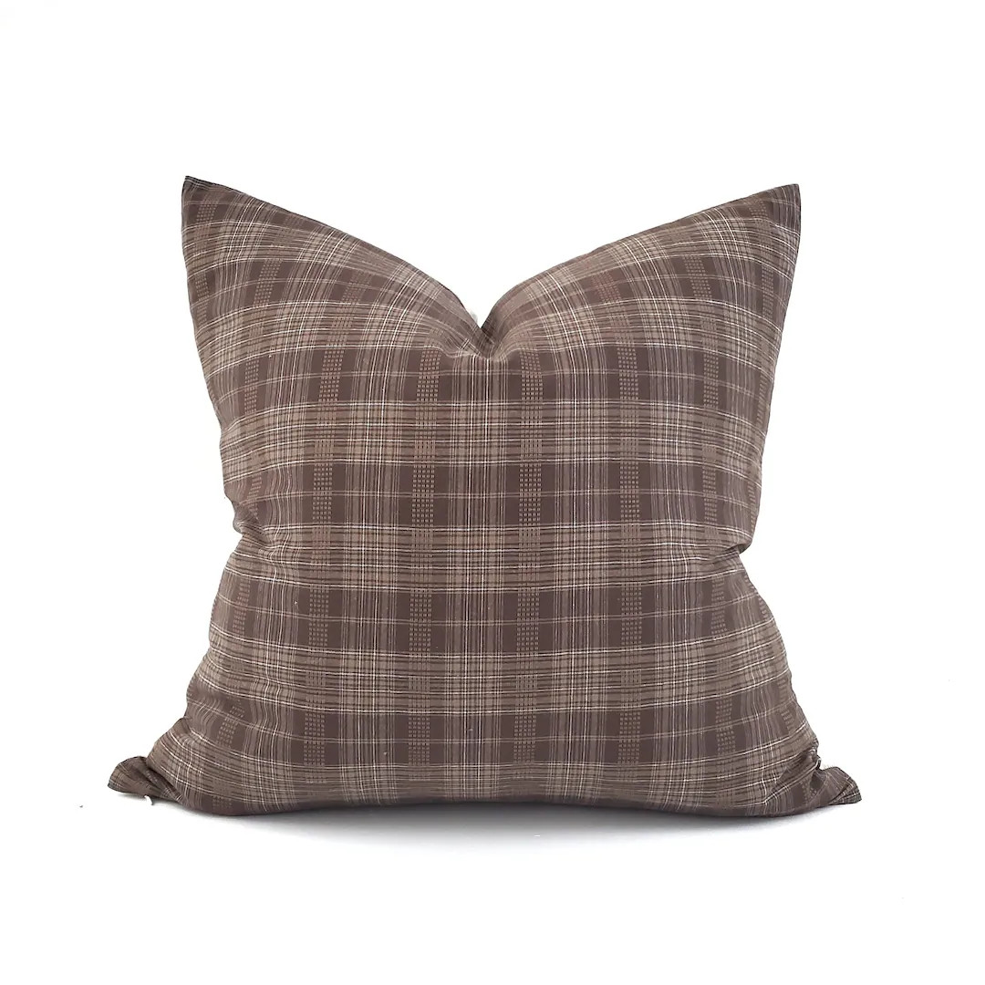 Hmong Pillow, Various Sizes Brown Plaid Cotton Pillow Cover - Etsy | Etsy (US)