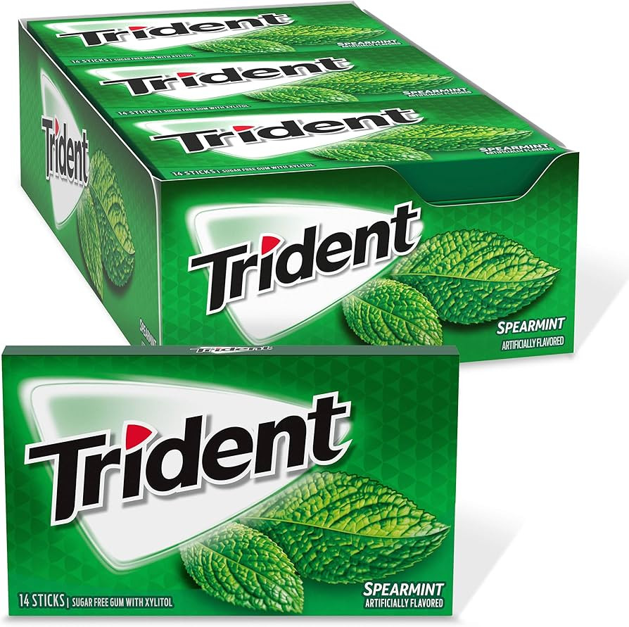 Trident Spearmint Sugar Free Gum, 12 Packs of 14 Pieces (168 Total Pieces) | Amazon (US)