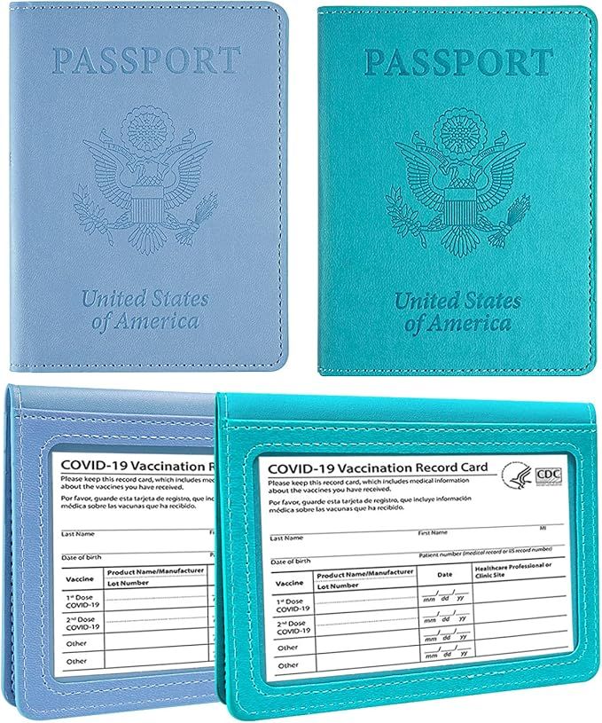 2 Pack Passport Holder,Passport and Vaccine Card Holder Combo,Leather Passport Case Protector wit... | Amazon (US)