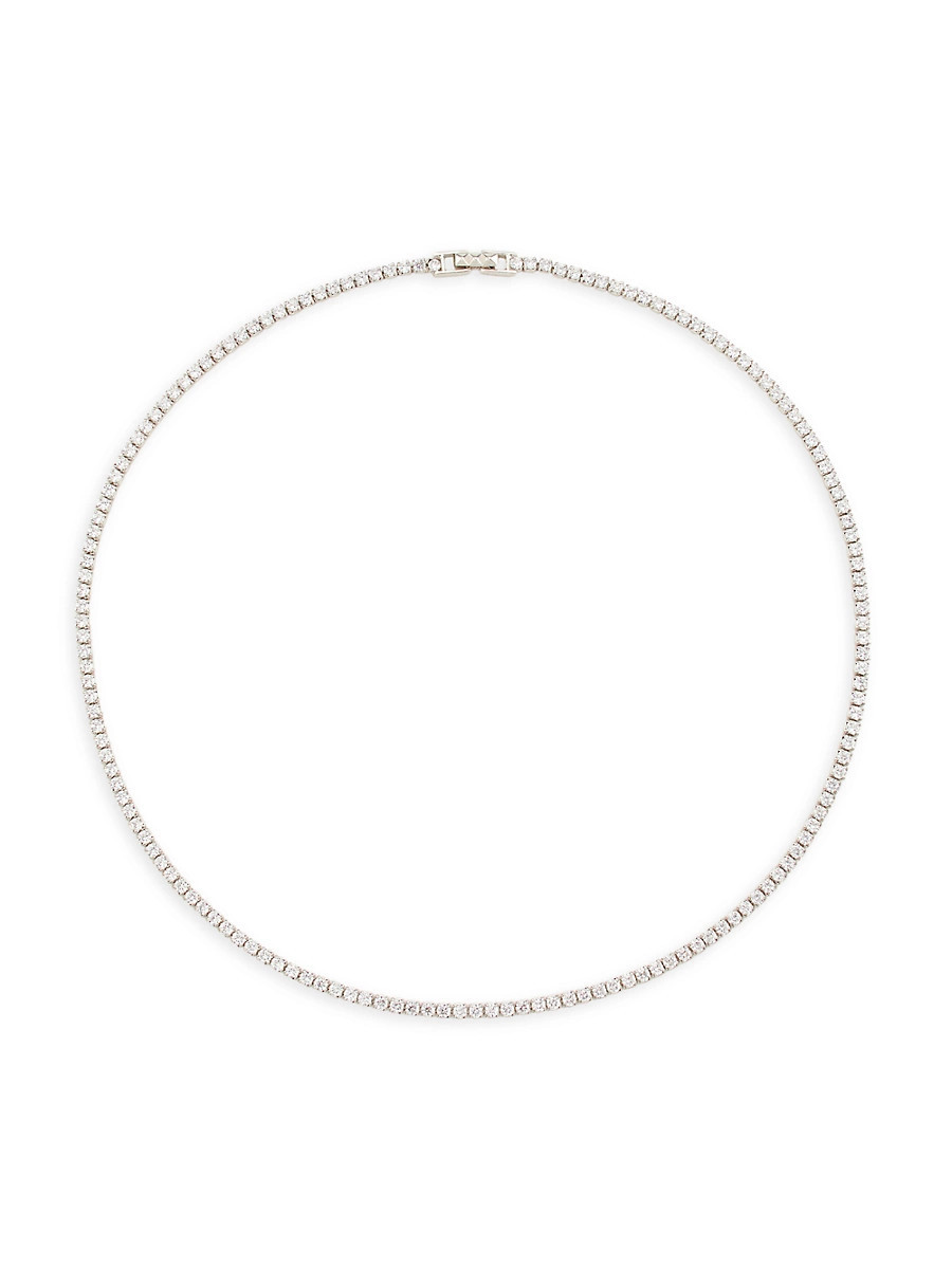 Women's Tish Rhodium-Plated & Crystal Tennis Necklace - Rhodium | Saks Fifth Avenue