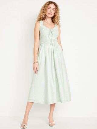 Waist-Defined Ruffled Midi Dress | Old Navy (US)