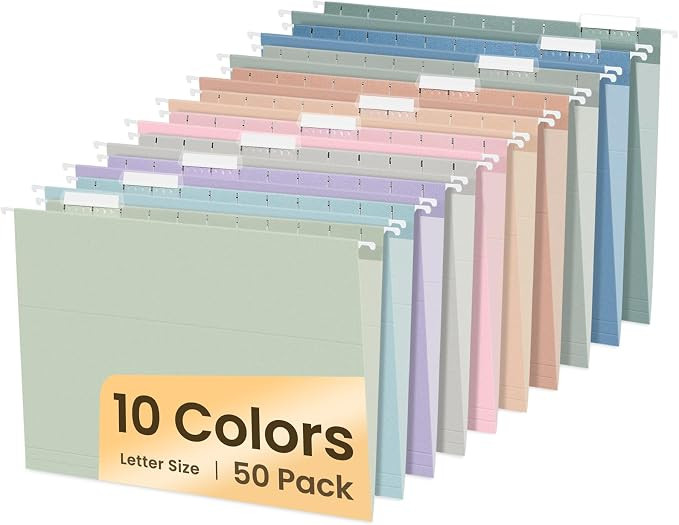 SUNEE Hanging File Folders, 50 Pack Letter Size Hanging File folders with 1/5-cut Tabs, Stay Orga... | Amazon (US)