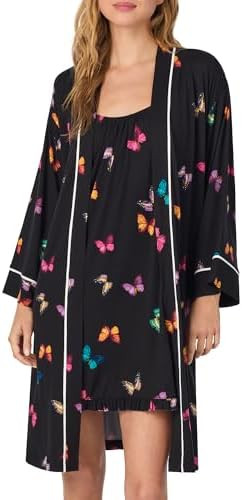 Womens 2 Piece Matching Robe and Chemise Set - Cozy Stretch Jersey Sleepwear Nightgown & Long Sle... | Amazon (US)