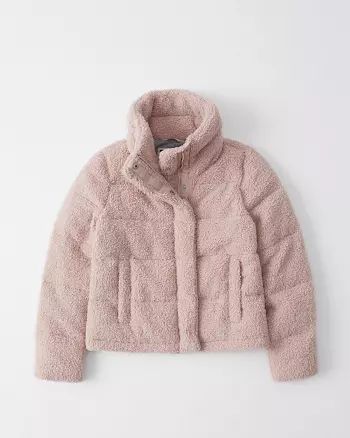 Mini Sherpa Fleece Puffer Jacket | Abercrombie & Fitch US & UK