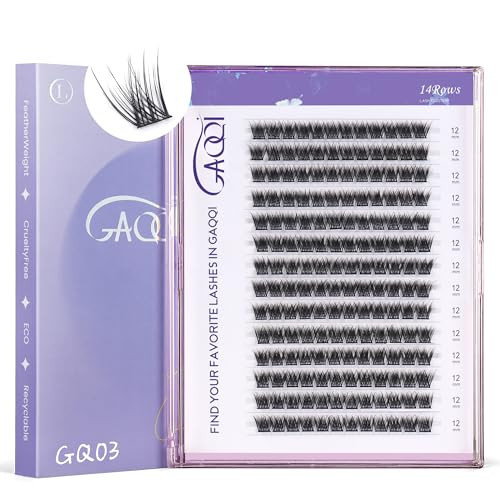 GAQQI Lash Clusters, GQ03 False Eyelashes DIY Lash Extensions C Curl 168PCS Cluster Lashes 12MM, Wispy and Natural Lash Wisps (GQ03,12mm,C Curl) | Amazon (US)