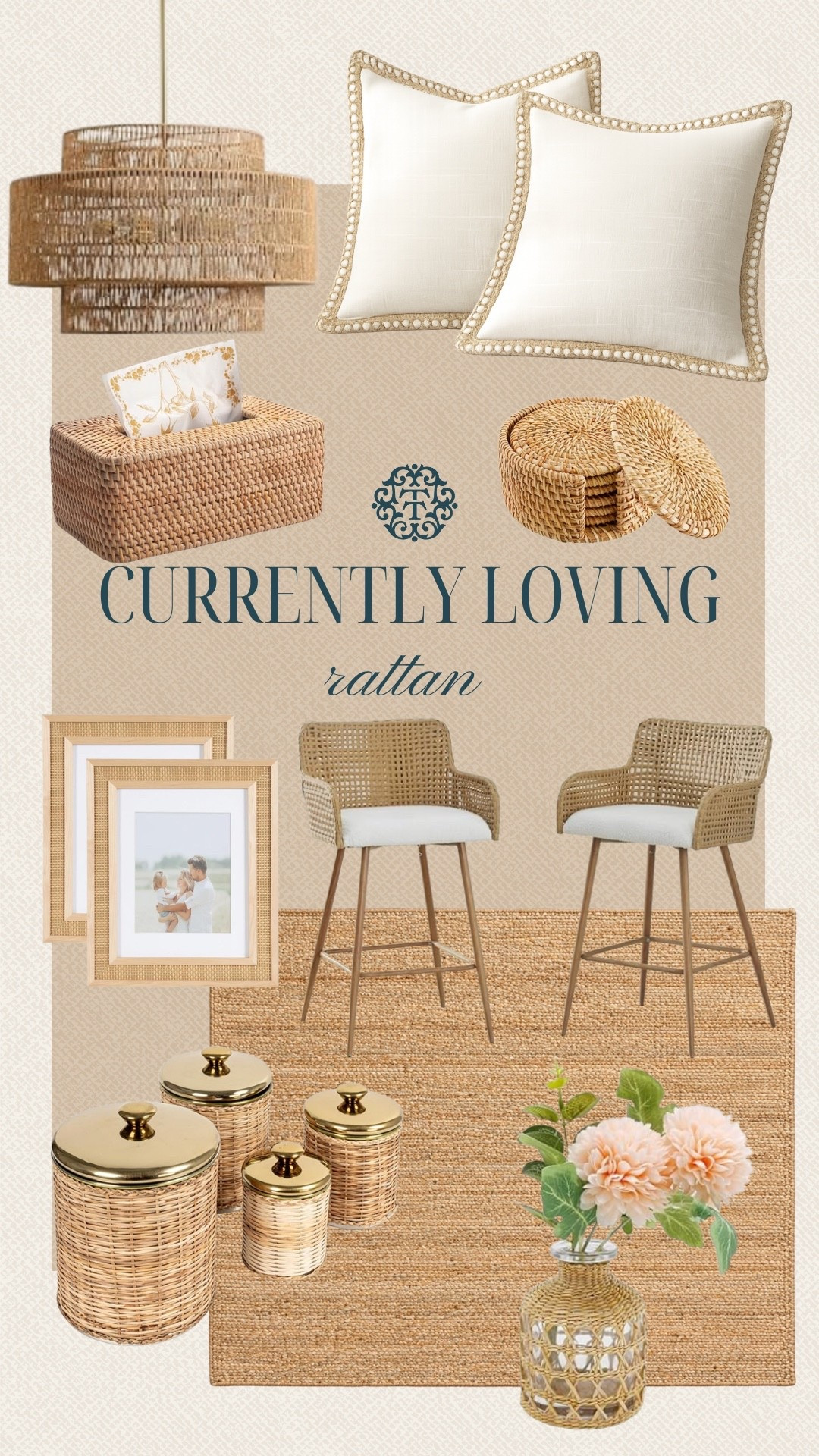 This grouping leans into warm woven textures with natural tan tones and subtle gold details. The mix of lighting, storage, and furniture brings in that relaxed, coastal-inspired feel. It’s an easy way to create depth and warmth while keeping everything cohesive on a budget.

#LTKHome #LTKSeasonal #LTKOver40