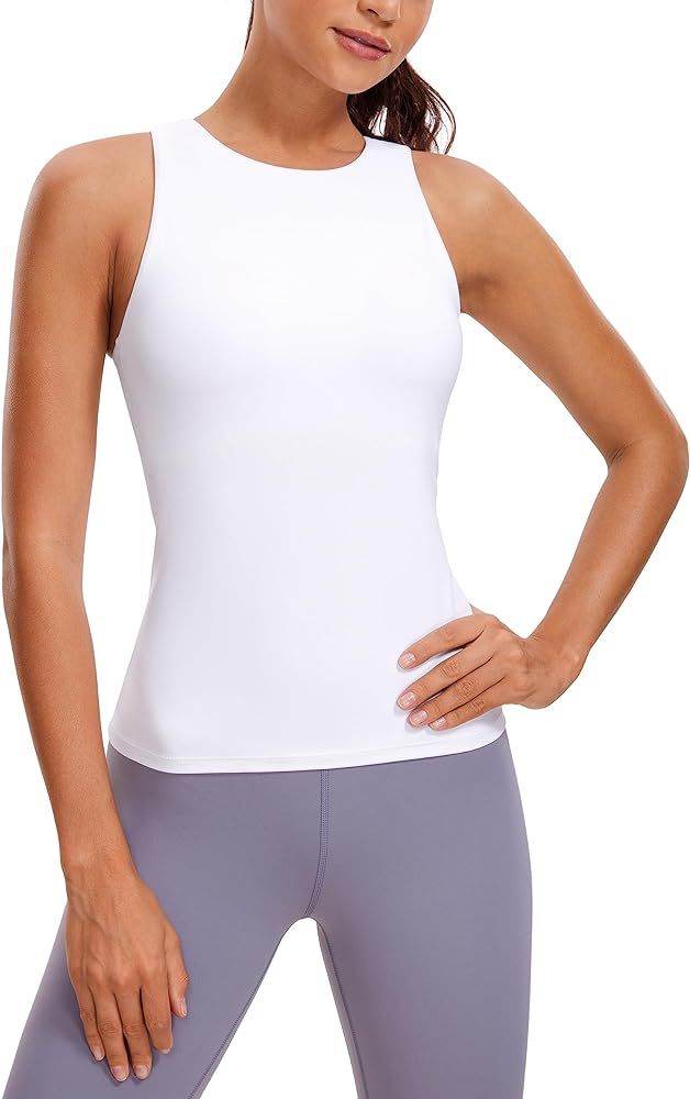 CRZ YOGA Butterluxe Womens Racerback Workout Tank Top with Built in Shelf Bra - Padded High Neck ... | Amazon (US)
