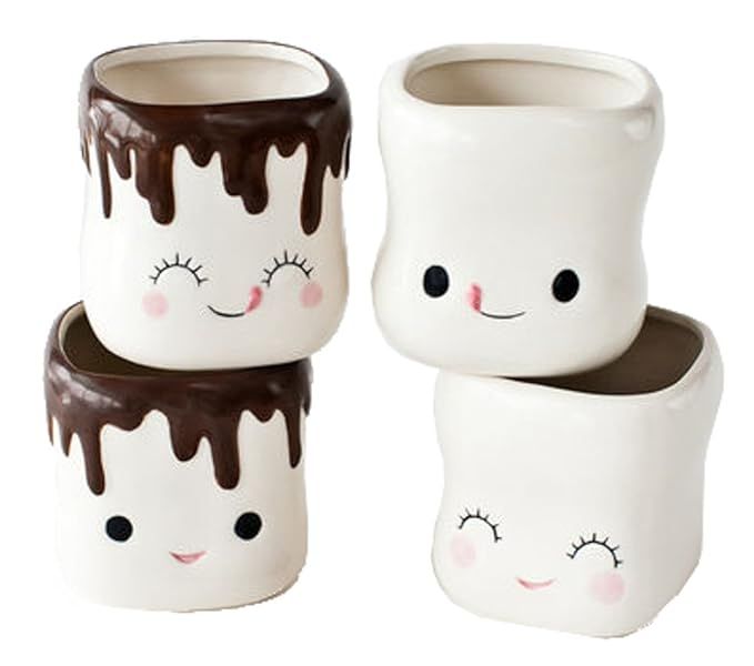 Cute Marshmallow Shaped Hot Chocolate Mugs-Ceramic-Set of 4 | Amazon (US)