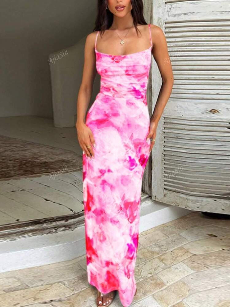 European And American Style Printed Pocket Collar Halter Halter Design Dress 2025 Summer New Eleg... | SHEIN