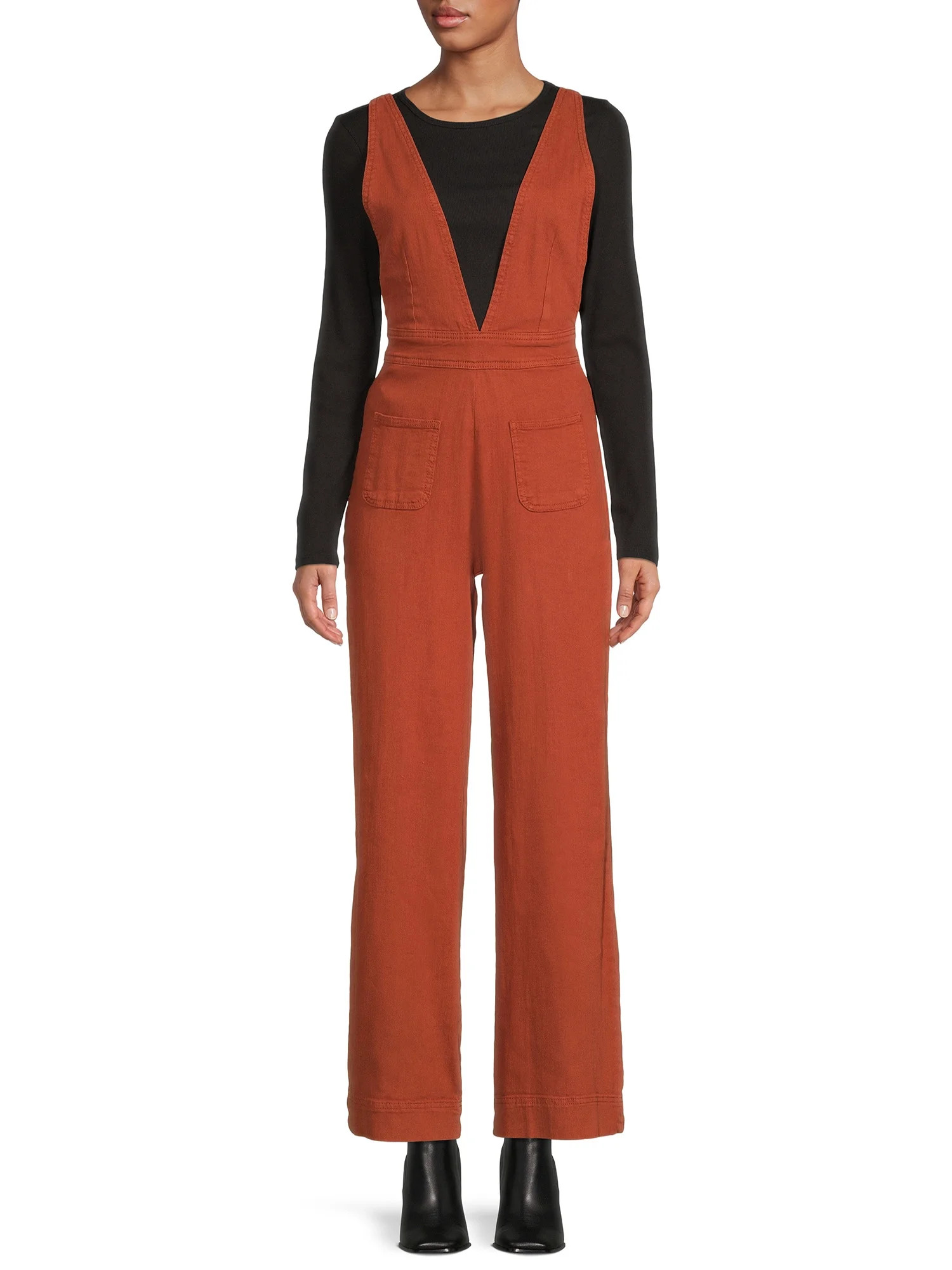 Dollhouse Women's Juniors Plunging Neckline Sleeveless Jumpsuit - Walmart.com | Walmart (US)