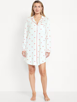 Long-Sleeve Knit Sleep Shirt | Old Navy (US)