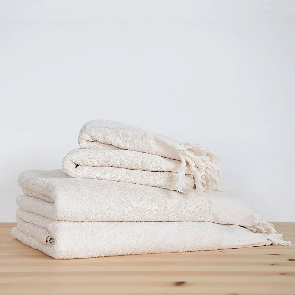 Hand-loomed Turkish Cotton Towel - Natural | Roan Iris