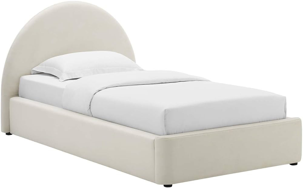 Modway Resort Twin Size Platform Bed with Arch Shaped Round Headboard in Alabaster, Upholstered B... | Amazon (US)
