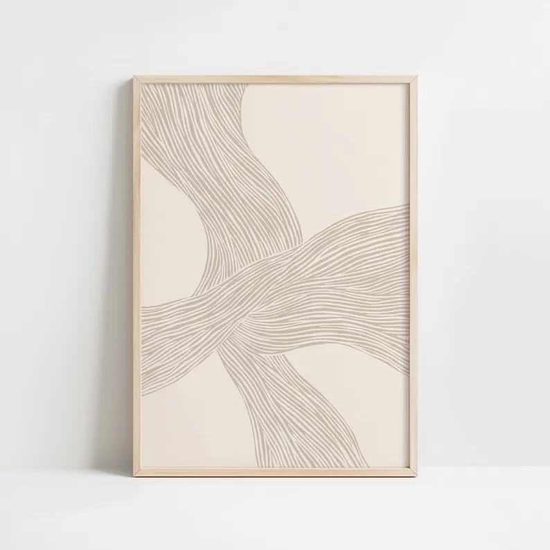 Beige Modern Line Art Print, Minimalist Digital Download, Organic Aesthetic Minimalist Wall Art, ... | Etsy (US)