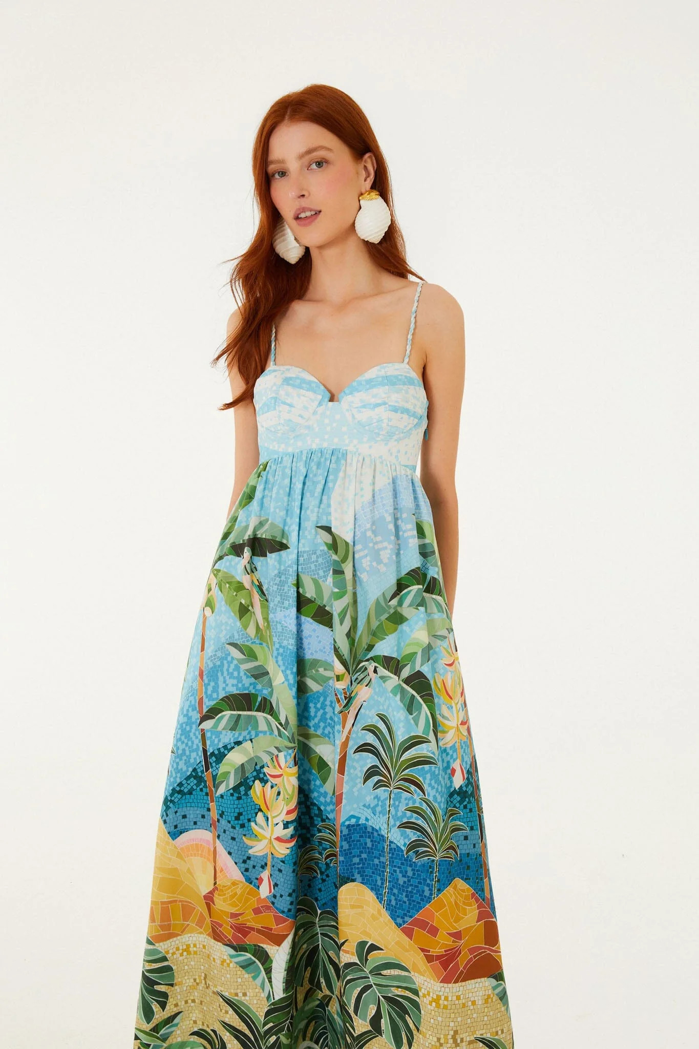 Multicolor Rio Mosaic Sweetheart Neck Maxi Dress | FARM Rio | FarmRio (US)