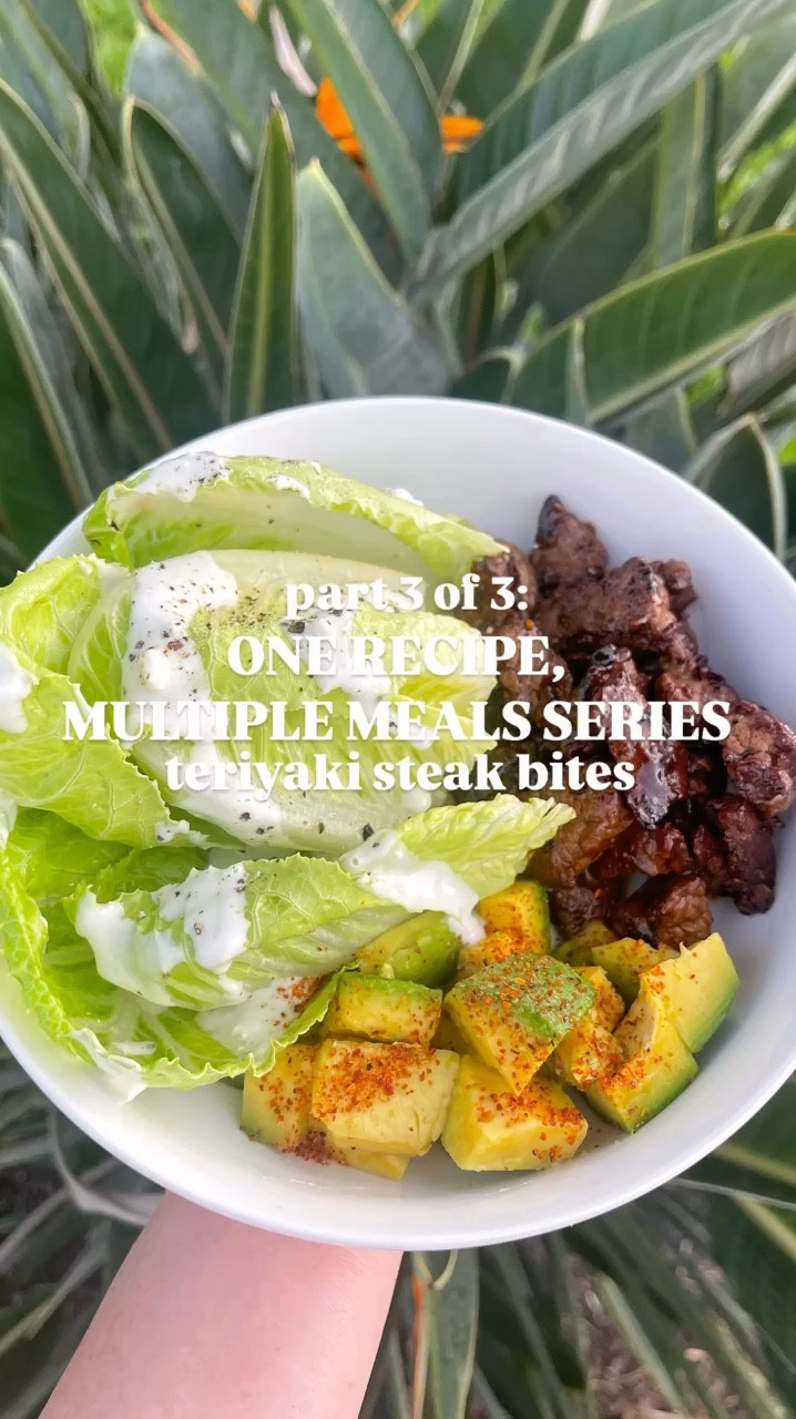 PART 3 OF 3: ONE RECIPE, MULTIPLE MEALS SERIES. Wrapping up this series with a low carb/keto friendly bowl made with the teriyaki steak bites (recipe 2 posts back), romaine lettuce dippers drizzled with blue cheese dressing and diced avocado topped with tajin. 🥩🥬🥑🌶️

Follow @eatingwithshields for easy recipes and more! 

#LTKHome #LTKVideo #LTKFindsUnder50