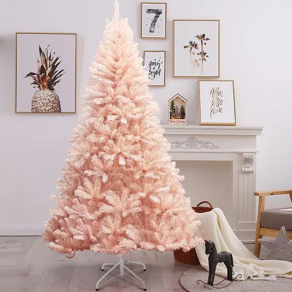Pink Faux PVC Christmas Tree with Iron Stand | Bed Bath & Beyond