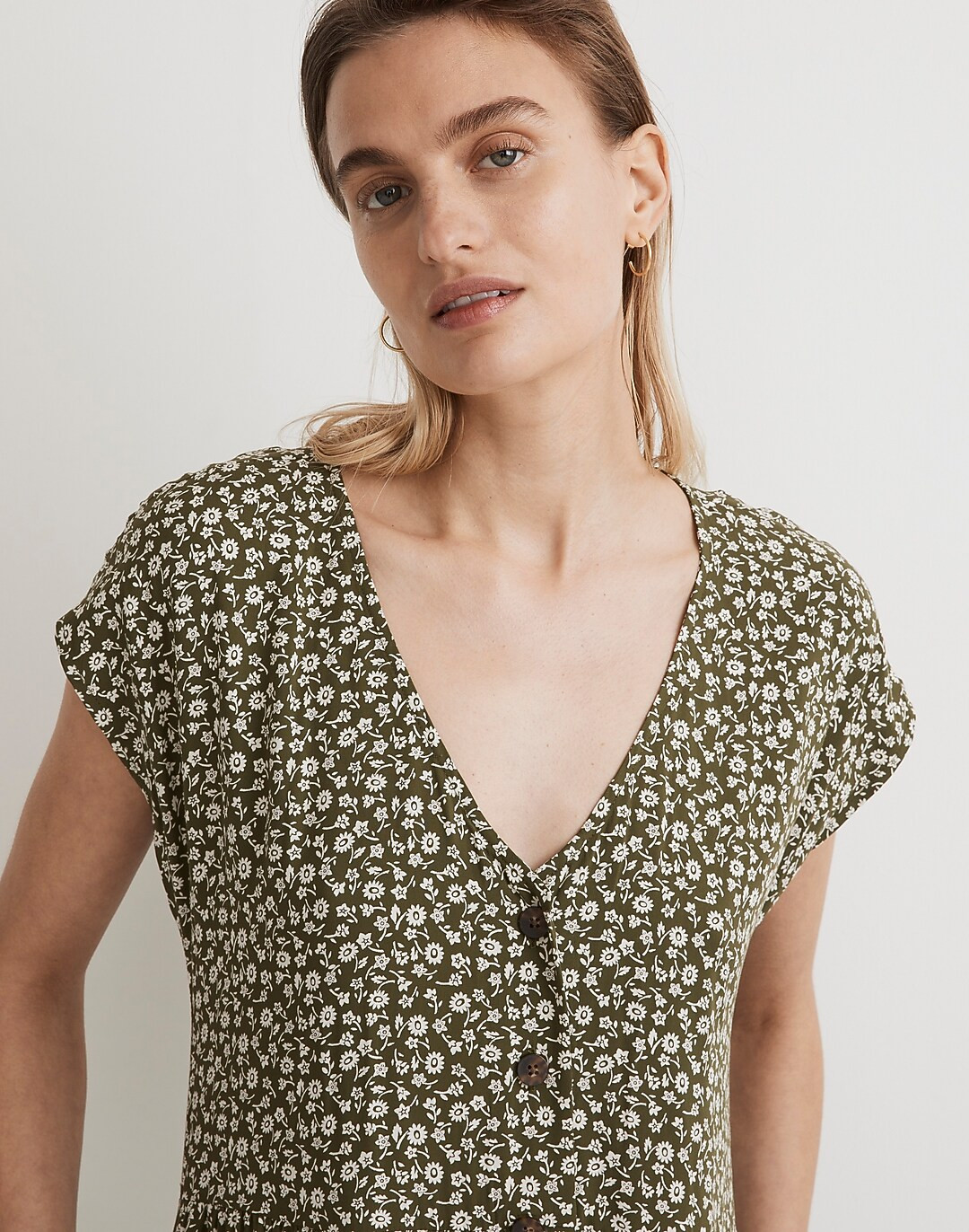 Challis Button-Front Midi Dress in Campden Daisies | Madewell