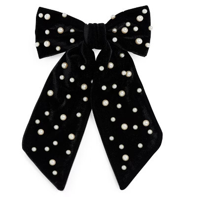 Shiraleah Velvet And Pearls Bow Clip | Target