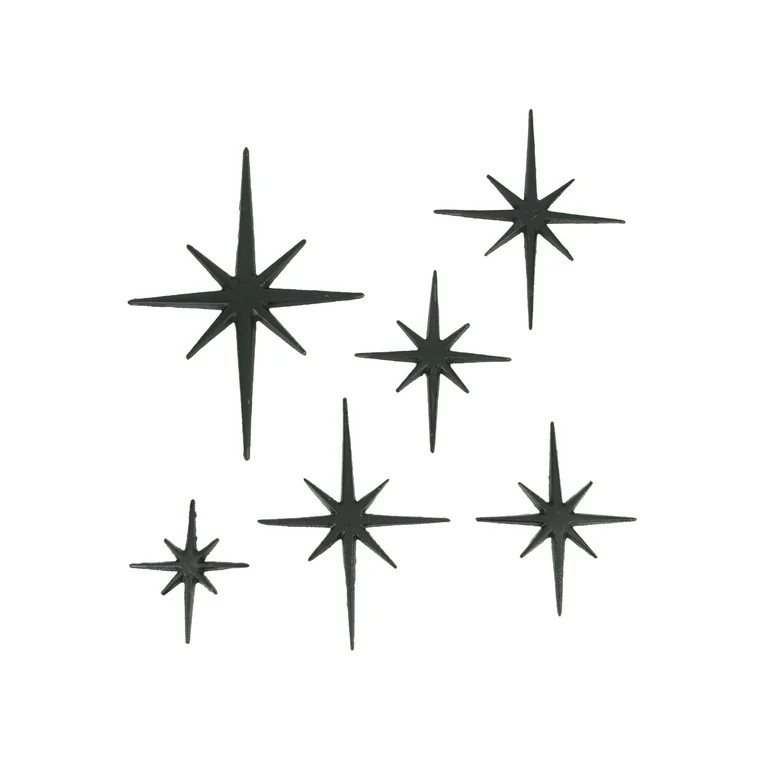 Zeckos Black Cast Iron 8 Pointed Starburst Wall Hangings Set of 6 | Walmart (US)
