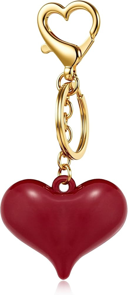 Chic Resin Bow Keychain, Brown Acrylic Heart Keyring with Lobster Clasp for Bag, Purse, Car Keys | Amazon (US)