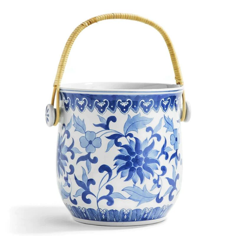 Chinoiserie Cooler Bucket with Rattan Handle | Sea Marie Designs