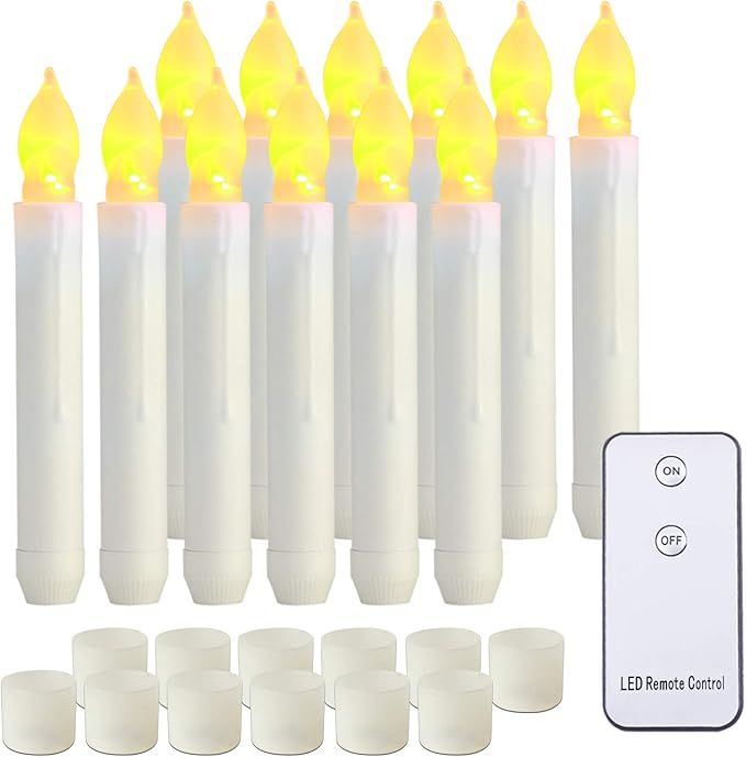 Homemory LED Batteries Operated Taper Candles with Remote, Flickering Light Flameless Taper Windo... | Amazon (US)