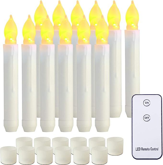 Homemory LED Batteries Operated Taper Candles with Remote, Flickering Light Flameless Taper Windo... | Amazon (US)