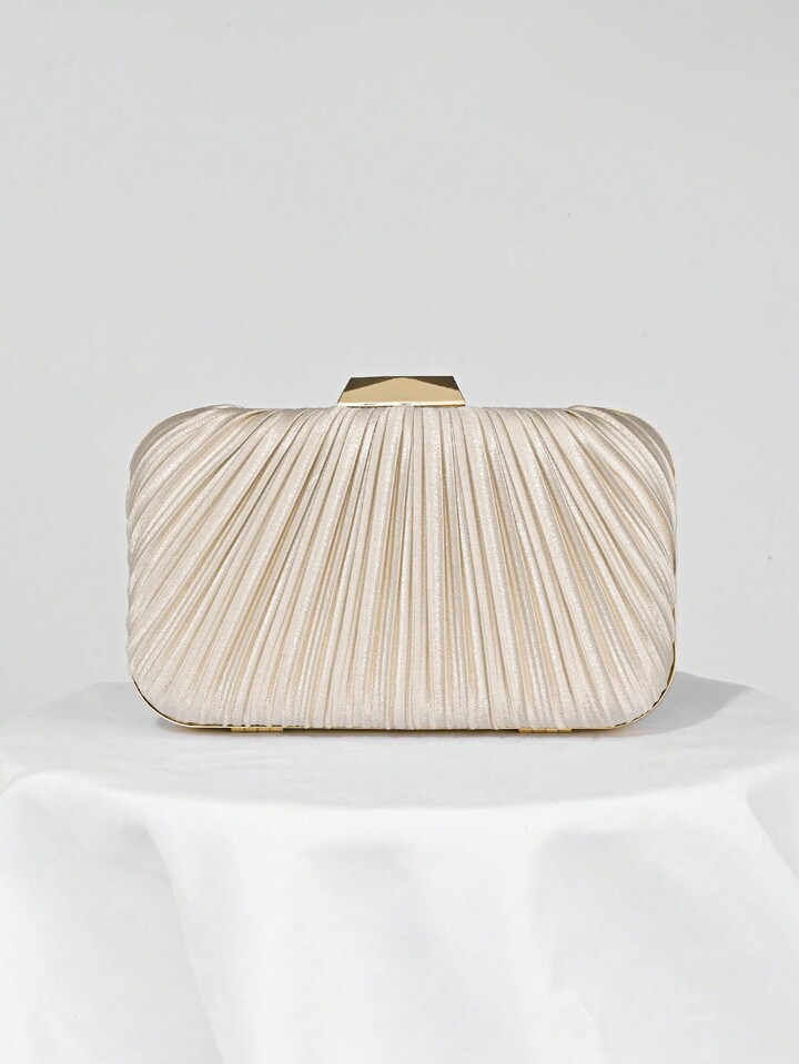 Pleated Satin Design Box Shape Clutch Bag, Suitable For Evening Party, Banquet, Formal Dress, Pro... | SHEIN